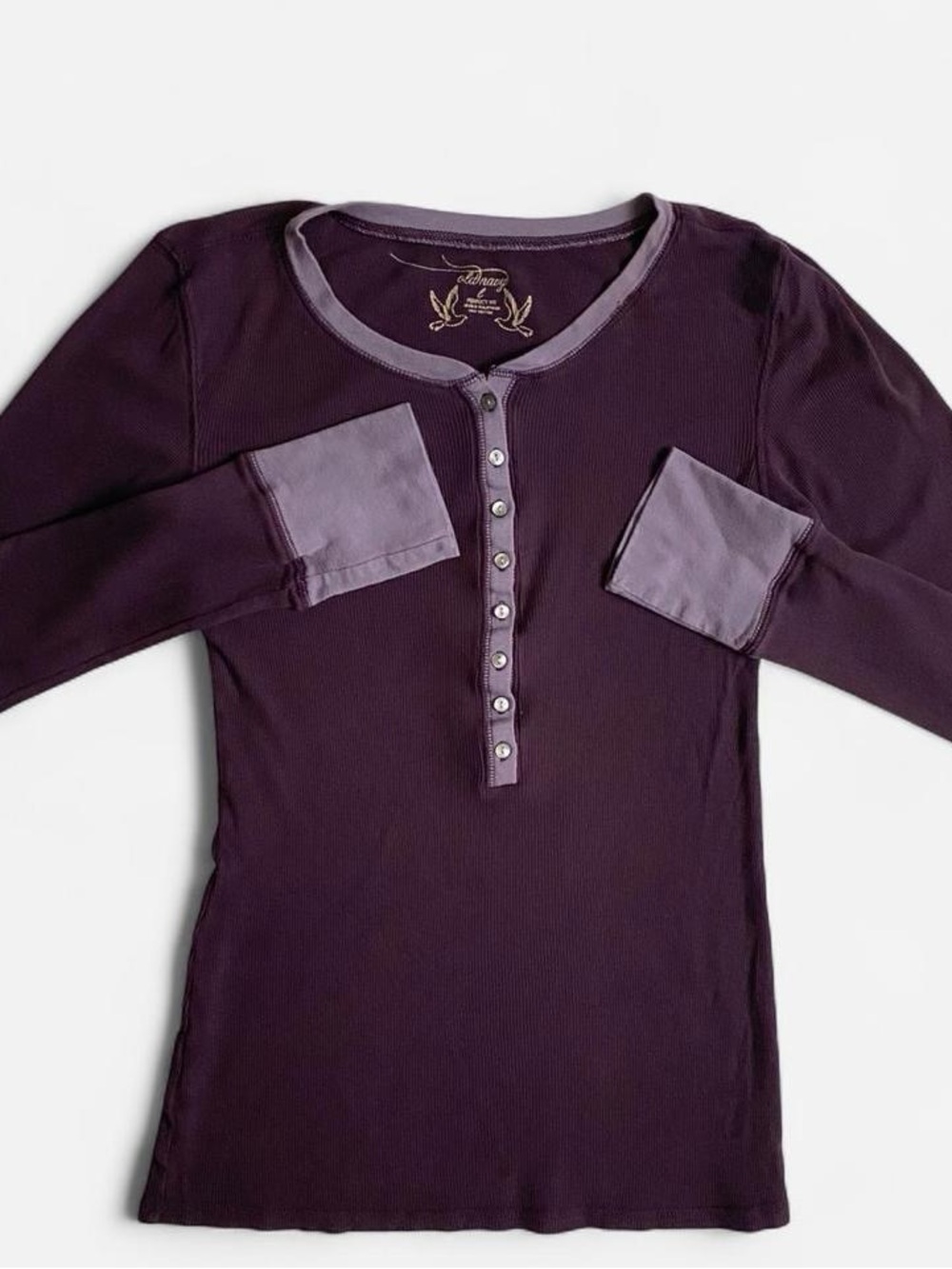 Vintage Y2K two tone purple cotton henley top